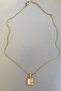 Gold Pearlescent Rectangular Framed Steel Necklace - 2