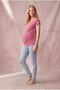 Maternity Cotton Fuchsia Short Sleeve Wide Collar Pocket Detailed T-Shirt Violette - 2