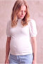 Maternity Cotton Ribbed Snow White Short Balloon Sleeve High Neck Blouse Gianna - 5