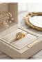 Brass Gold Color Adjustable Zircon Stone X Model Ring - 3