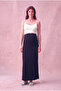 Maternity Modal Black Loose Fit High Waist Maxi Skirt with Abdominal Support Zendaya
