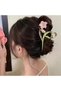 Women's Gold Color Pink Lily Flower Model Pearl Metal Hairpin