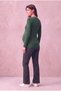 Maternity Modal Green Long Sleeve Wide Collar Pocket Detailed T-Shirt Wynn - 4