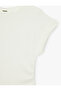 Drawstring Fabric Crew Neck Cap Sleeve T-Shirt - 3