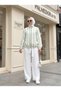 Women's Colorful Striped Zippered Jacket and Pants Two-Piece Set – High Collar, Elastic Waist and Sleeve Details