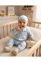 100% Cotton Unisex Long Sleeve Jumpsuit with Booties - Blue - 2