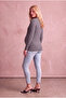 Maternity Ribbed Viscose Dark Gray Long Sleeve Half Turtleneck Blouse Melissa - 3