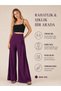 Women's Black High Waist Closed Slit Detailed Modal Fabric Palazzo Trousers - 5