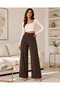 Women's High Waist Stitched Hem Detailed Modal Fabric Palazzo Trousers - 6