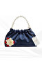 Dark Blue Satin Crystal Glass Stone Design, Handmade Pearl Handle Foldable Bag, for Evening Dresses, Daily Use, Events, Celebrations..35