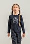 Mother & Daughter Long Sleeve Navy Blue Pajama Set, 100% Cotton, Mother and Child Pajamas Sold Separately (Socks Included) - 5