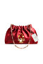 Red Satin Royale Series Handmade Custom Design Drawstring Bag with Chain Handle, for Evening Dress, Wedding, Engagement, Celebration, Event, Casual.. 63
