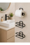 Mey Import ®   3-Piece Adhesive Toilet Paper Holder Black Roll Holder for Bathroom and Kitchen Use - 2