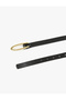 Metal Buckle Detailed Faux Leather Thin Belt - 3