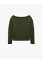 Textured Mesh Long Sleeve Boat Neck Oversized Blouse - 6