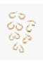 Stone Detailed 6-Piece Hoop Earring Set - 3