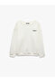 Comfortable Fit Three Thread Ribbed Cotton Crew Neck Sweatshirt with Back Print - 5