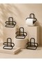 Mey Import ®   Black Metal Wc Paper Holder Adhesive Toilet Paper Roll Holder 5 Piece Advantageous Set - 3