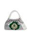Gray Satin Crystal Glass Stone Design, Handmade Pearl Handle Bag, for Evening Dresses, Daily Use, Events, Celebrations..122