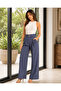 Women's High Waist Belted Modal Fabric Palazzo Trousers with Pleated Side Pockets - 3