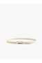 Rectangular Metal Buckle Detailed Faux Leather Belt - 2