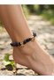Navy Blue Natural Stone Star Stone Gold Color Airplane Themed Women's Anklet