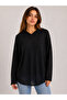 Women's Hooded Black Regular Fit Sweatshirt
