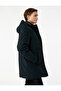 Long Sleeve Printed Pocketed Snap Button Detailed Zippered Hooded Parka - 2