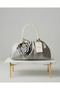 Royale Series Gray Satin Pearl Handle Pull-Strap Rose Patterned Handmade Luxury Bag, Wedding, Evening Dress, Engagement, Celebration, Daily Use.