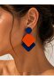 Riva Orange & Blue Leather Stud Earrings