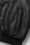 Unisex Black Vintage Oversize Leather Jacket Bomber Elastic Waist - 5