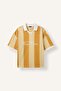 Boxy Fit Short Sleeve Polo Neck Striped Printed T-Shirt I4824Ax26Au