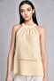 100% Cotton Regular Fit Lace Detailed Halter Neck Muslin Tank Top H0432Ax26Hs - 3