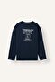 %100 Cotton Regular Fit Crew Neck Long Sleeve Printed Top Striped Bottom Pajama Set H9320Ax26Au - 2