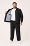 Men's Black, Large Size, Stand Collar, Zippered, Lined, Seasonal Bomber Jacket - 4
