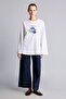 Crew Neck Printed Long Sleeve T-Shirt Tunic I6907Ax26Hs - 2
