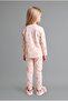 100% Cotton Animal Figured and Heart Patterned Long Sleeve Top and Elastic Leg Bottom 2-Piece Pajama Set for Baby Girl - 4