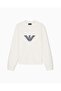 Men's Regular Fit Logo Printed Round Neck Cotton Long Sleeve White Sweatshirt - 5