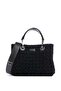 Women's Patterned Velvet Black Shoulder Bag with Removable Shoulder Strap