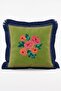 Pink Rose Bouquet Detailed Green Floor Fringed Decorative Throw Pillow Cover