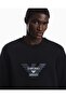 Men's Regular Fit Logo Printed Round Neck Cotton Long Sleeve Black Sweatshirt - 3