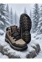Men's Winter Zippered Lace-Up Non-Slip Sole Long Trekking Boots-Brown