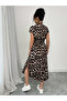 Brown Leopard Print Shirt Midi Dress - 2