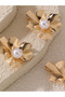 Pack of 3 - Gold Tone Pearl Embellished Flower Hair Clips - 2