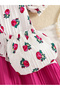 Girls Textured Floral Print Dress - 4