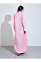 Pink Solid Double-Breasted Abaya with Contrast Cuff Sleeves - 5