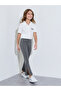 Girls Grey Ribbed Leggings with Side Stripe and Slit - 2
