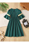 Girls Printed Yoke 3/4 Sleeves Dress - 2