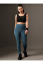 Teal Solid High-Rise Textured Activewear Leggings