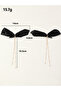 Pack of 2 - Black Bow Hair Clip with Pearl Chain Charm - 4